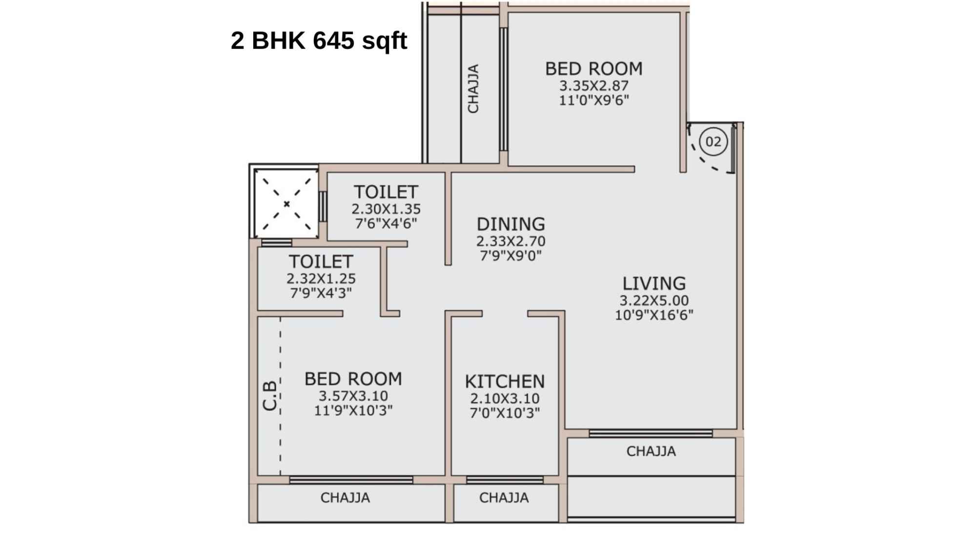 Alliaance-Galaxy-Floor-Plan-2-BHK-645-sqft